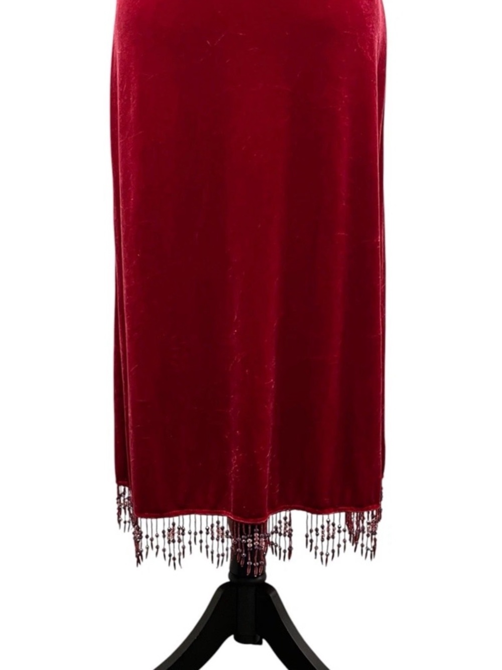 Vintage Betsey Johnson New York Velvet Beaded Fringe Slip Dress M FLAW - Picture 4 of 15
